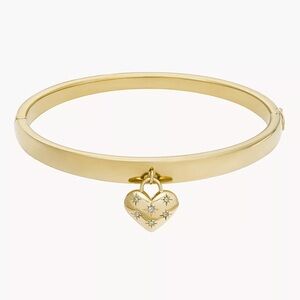 Fossil Sadie Heart Gold Bangle Bracelet
